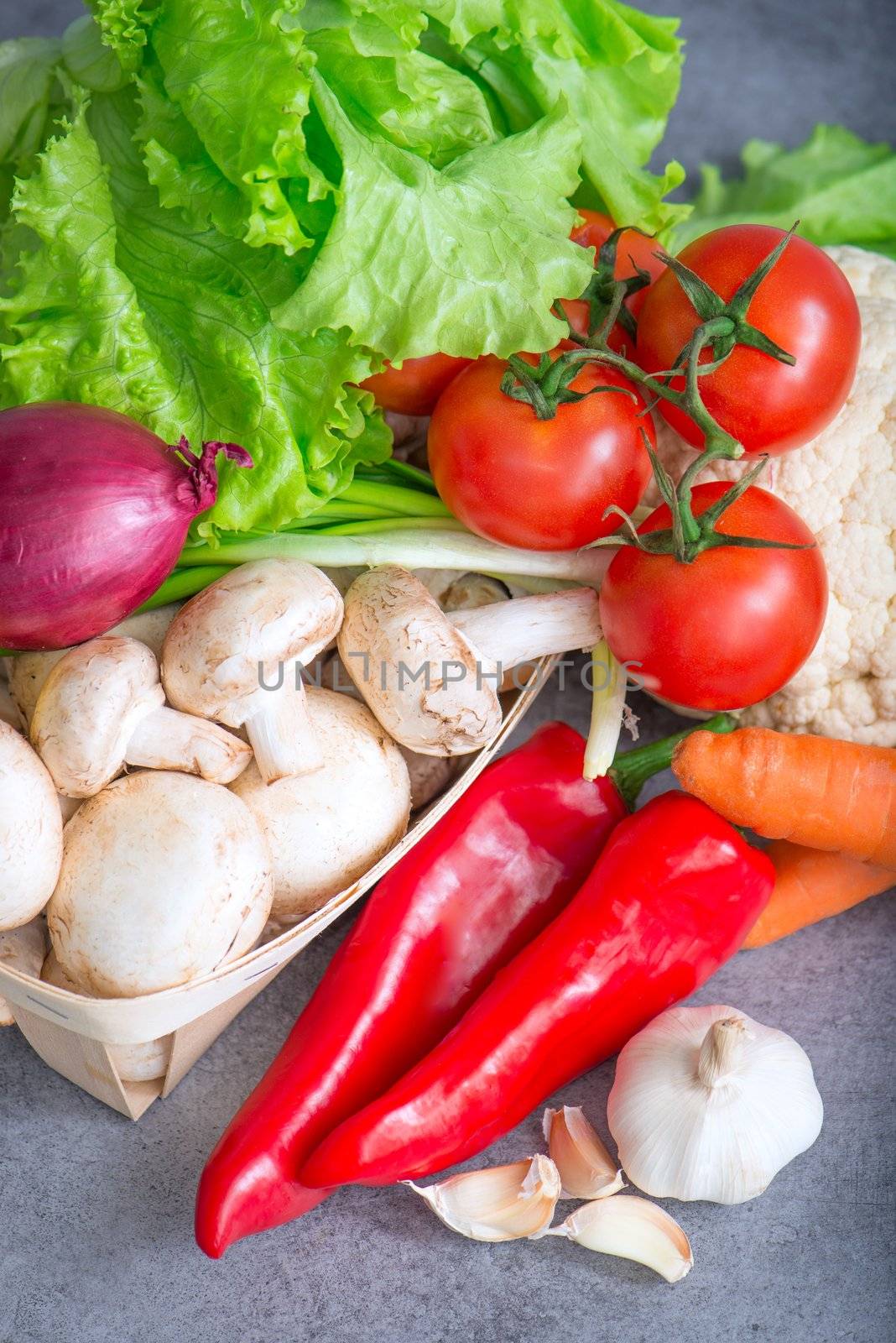 fresh colorful vegetables on table