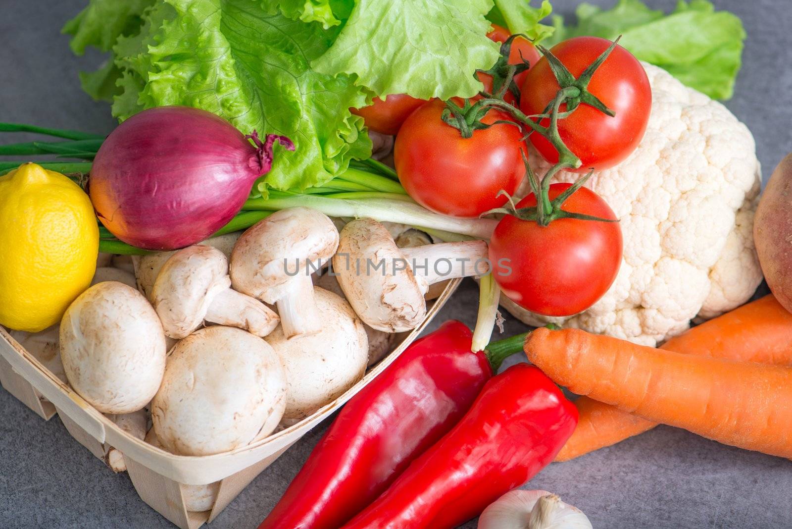 fresh colorful vegetables on table