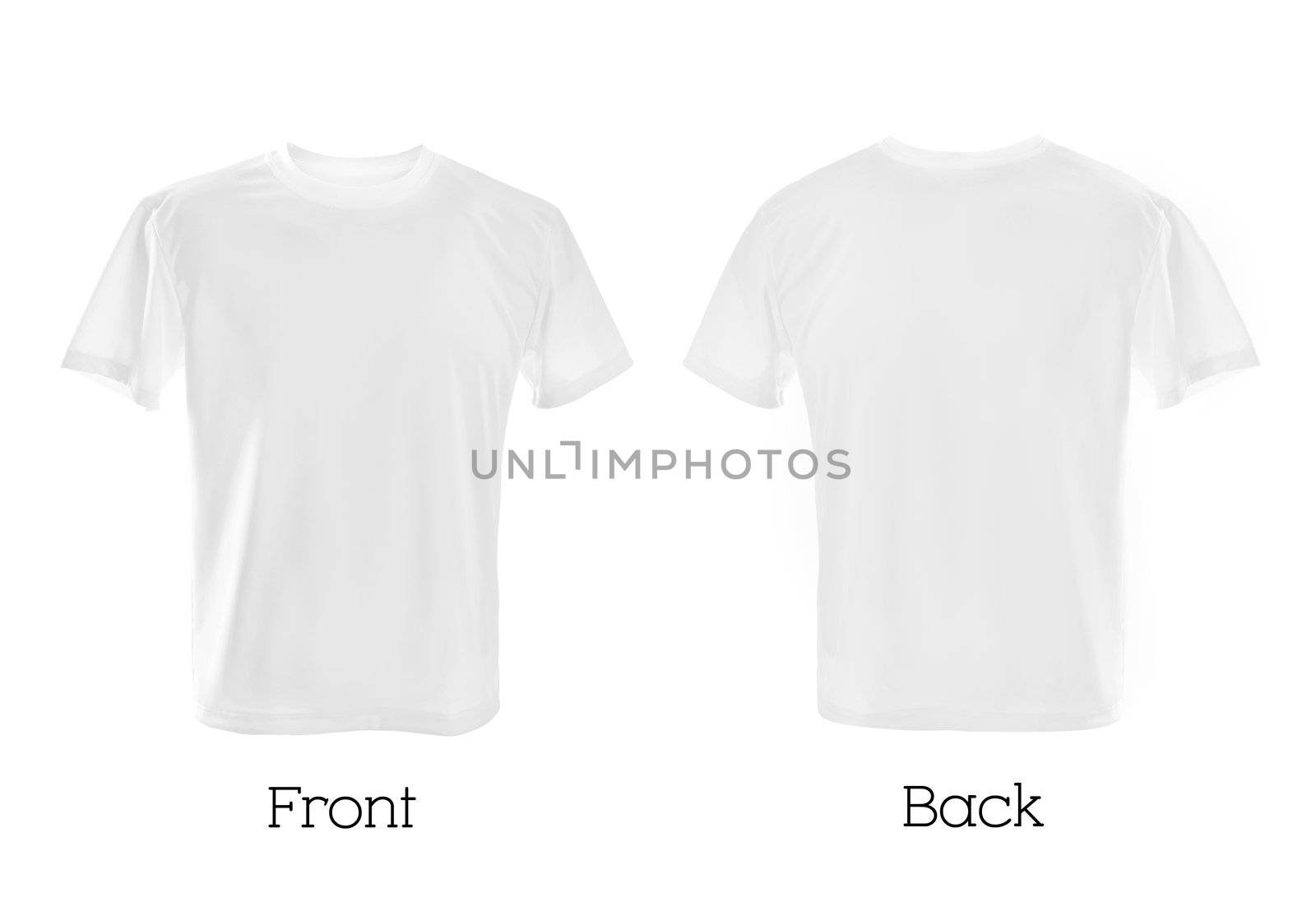 white T-shirts front and back cbe used as design template.