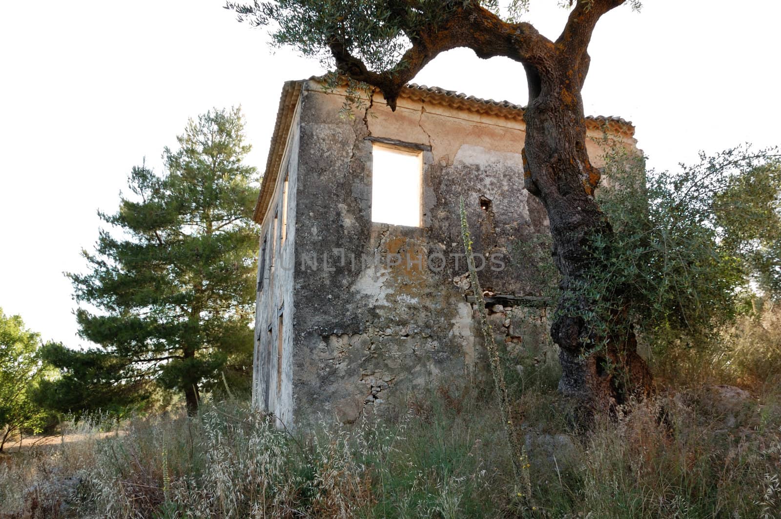 Rural house in Zakynthos abandoned after a severe earthquake in 1953.