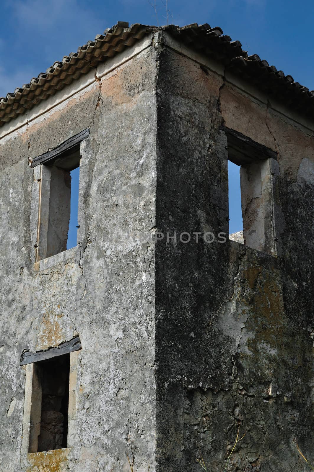 Abandoned rural house in Zakynthos, Greece. Architectural detail.