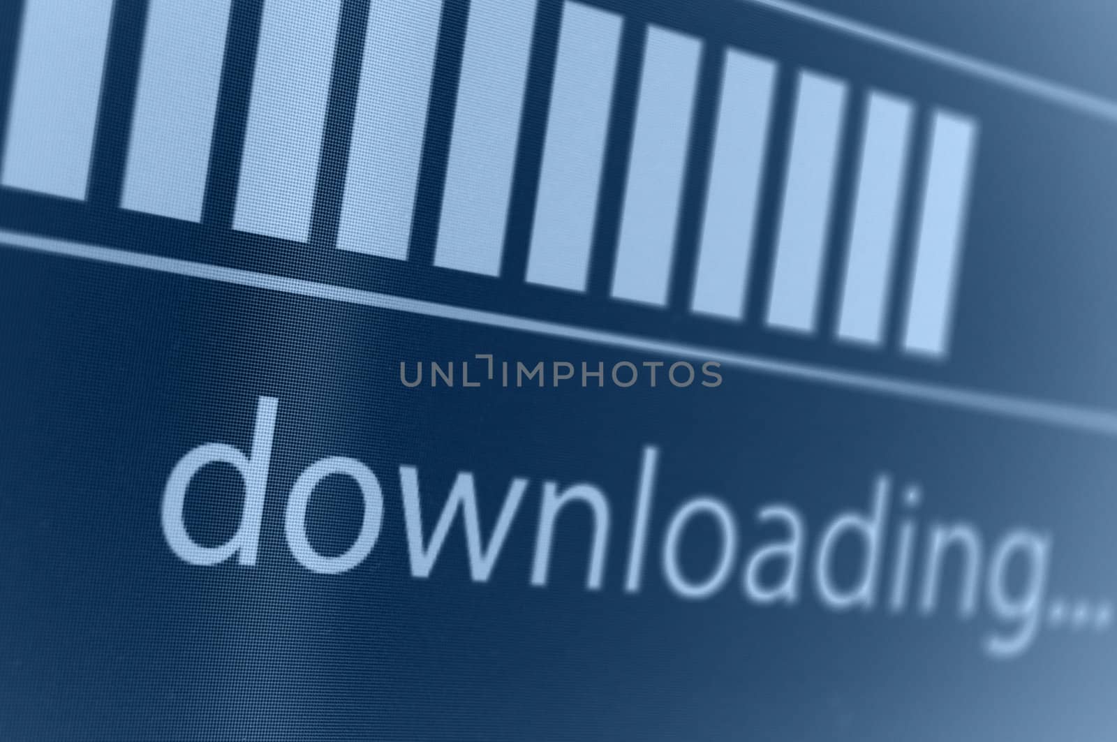 Closeup of Download Process Bar on LCD Screen