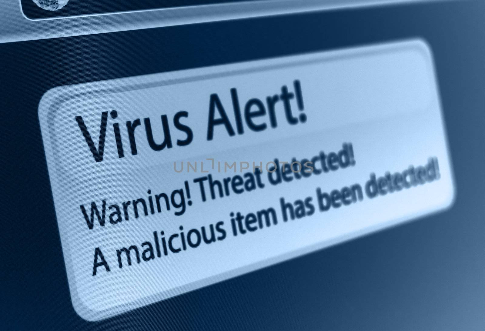 Closeup of Virus Alert Sign in Internet Browser on LCD Screen