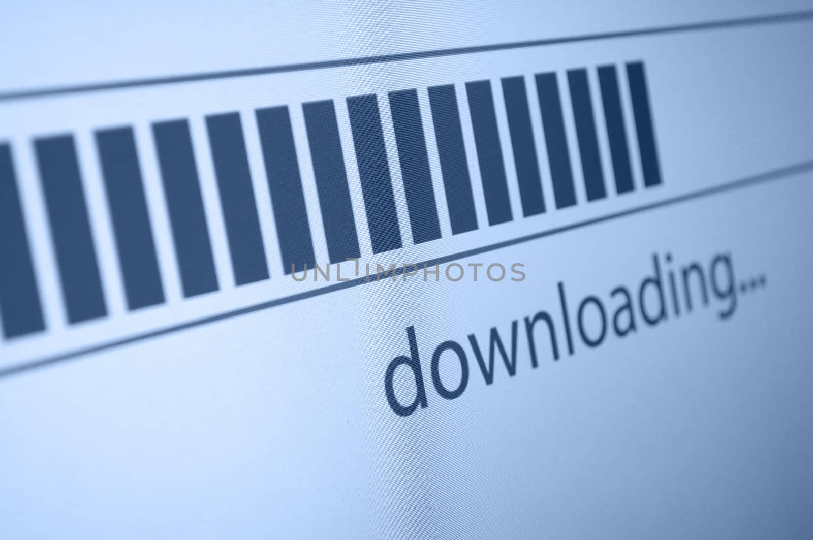Closeup of Download Process Bar on LCD Screen