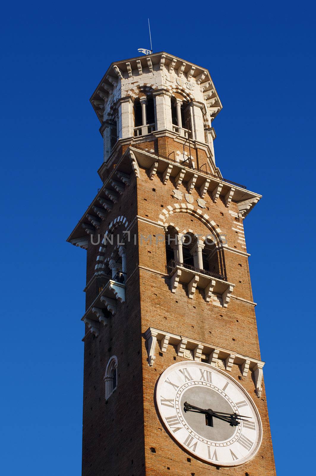Medieval tower of the Lamberti in Verone - Italy