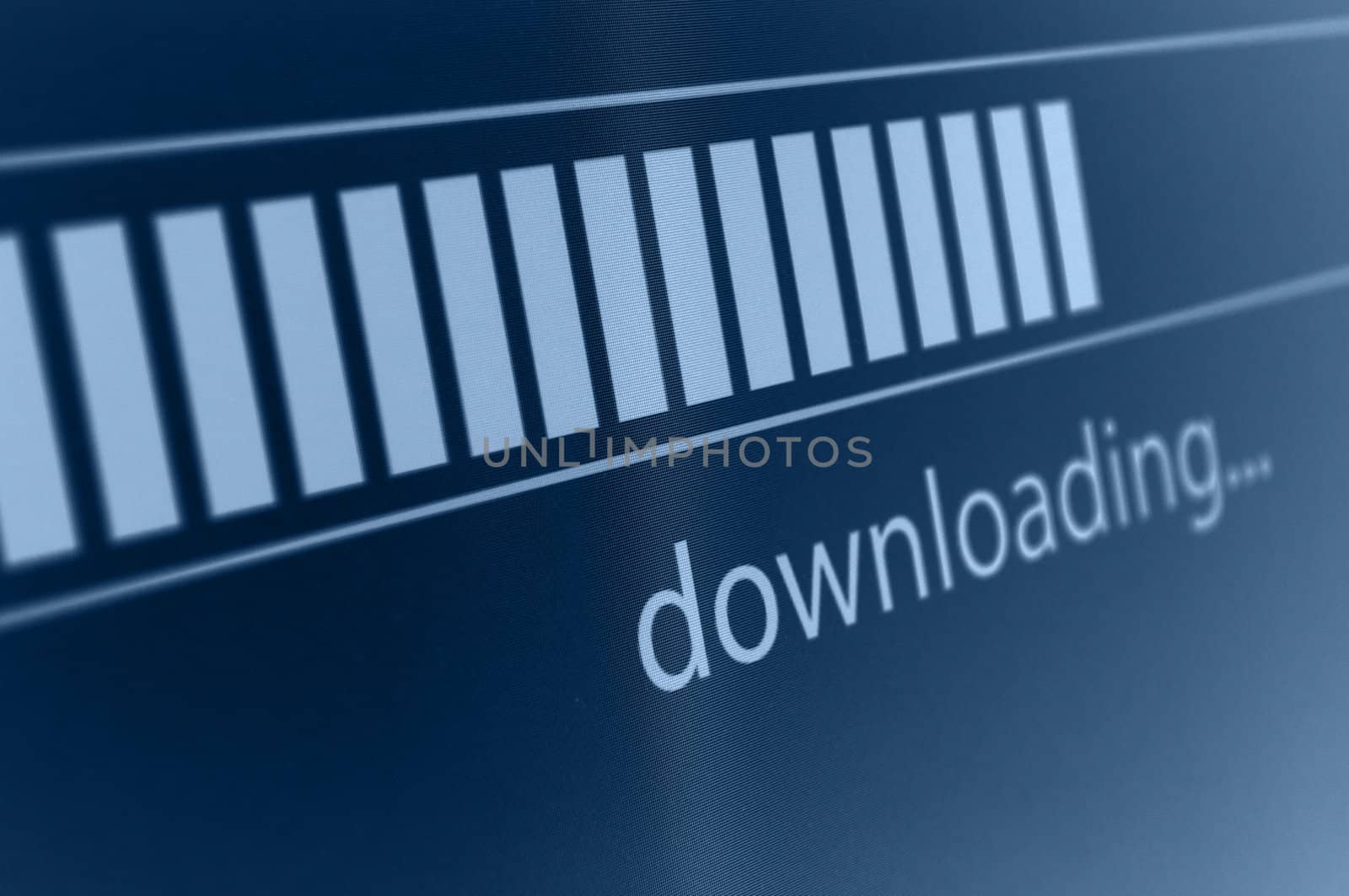 Closeup of Download Process Bar on LCD Screen
