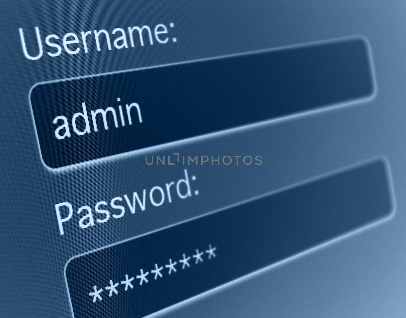 Login Box - Username and Password in Internet Browser on Computer Screen