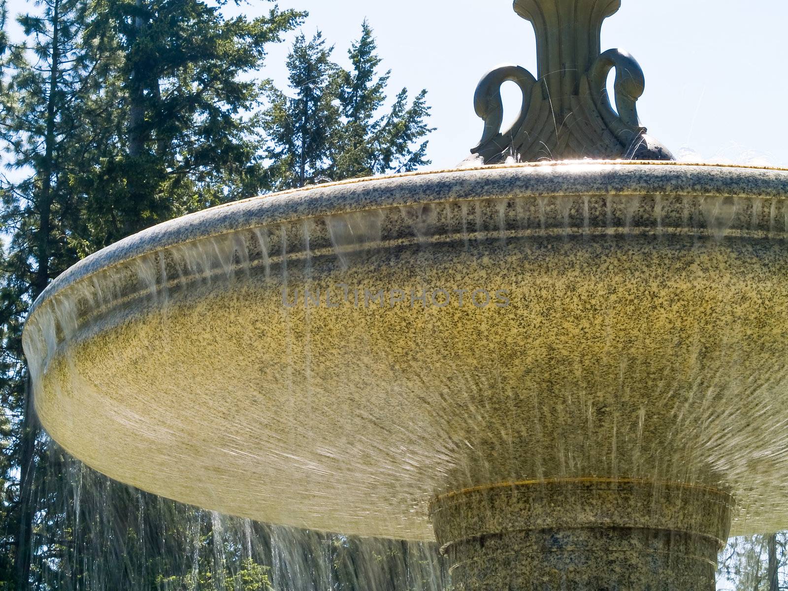 An Outdoor Park Fountain Spraying Water on a Sunny Day