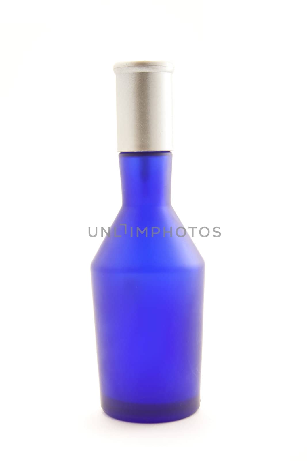 Blue bottle isolated on white background