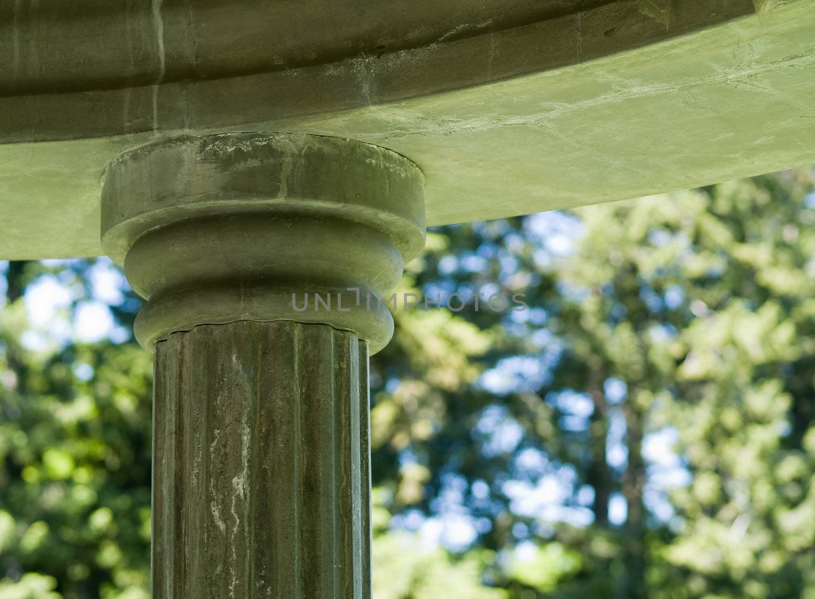 The Top of a Marble Column of a Gazebo