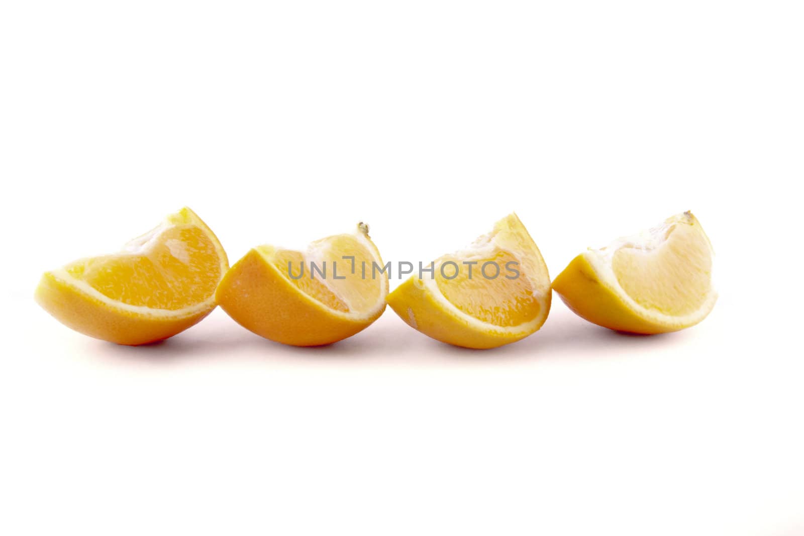 Extreme close-up image of an orange studio isolated