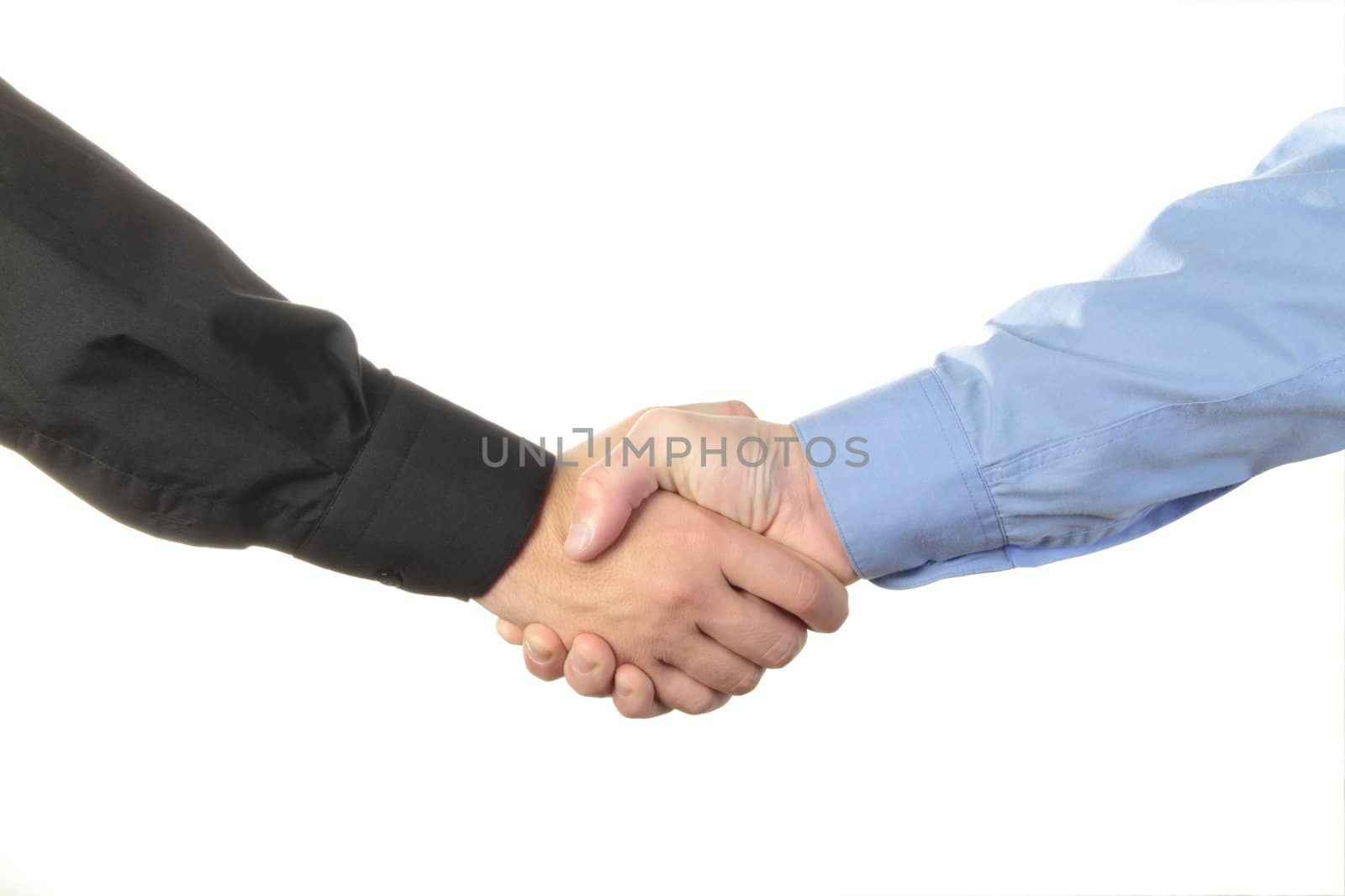 Businessmen shaking hands isolated on white background