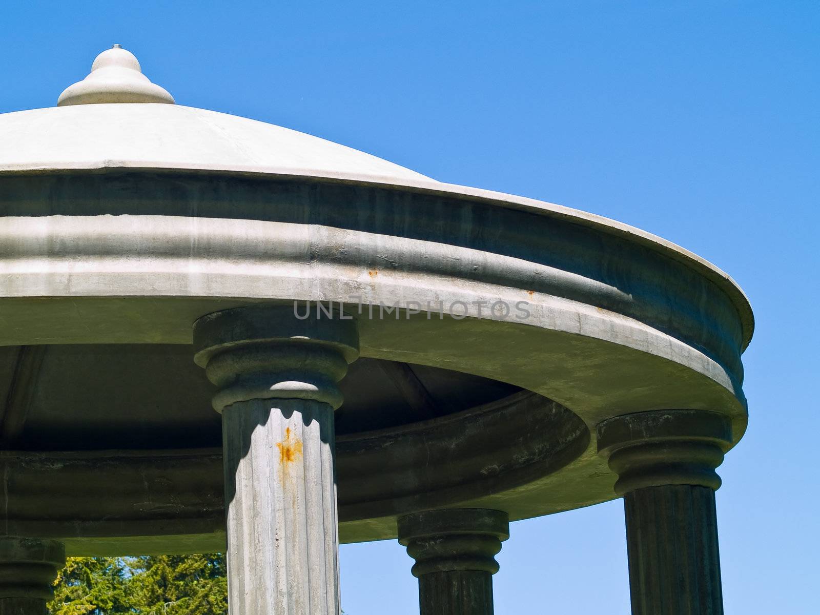 Outdoor Concrete Gazebo with Classic Column in a Park
