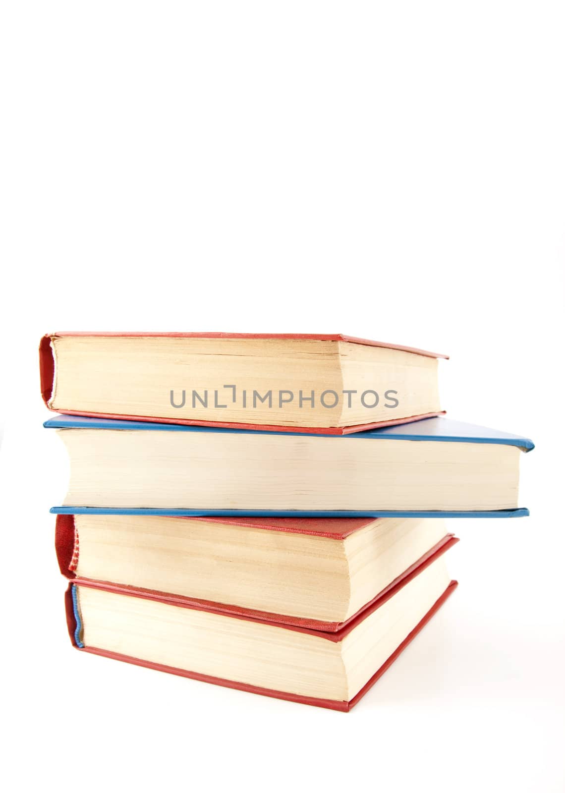 Heap of books on white background for site