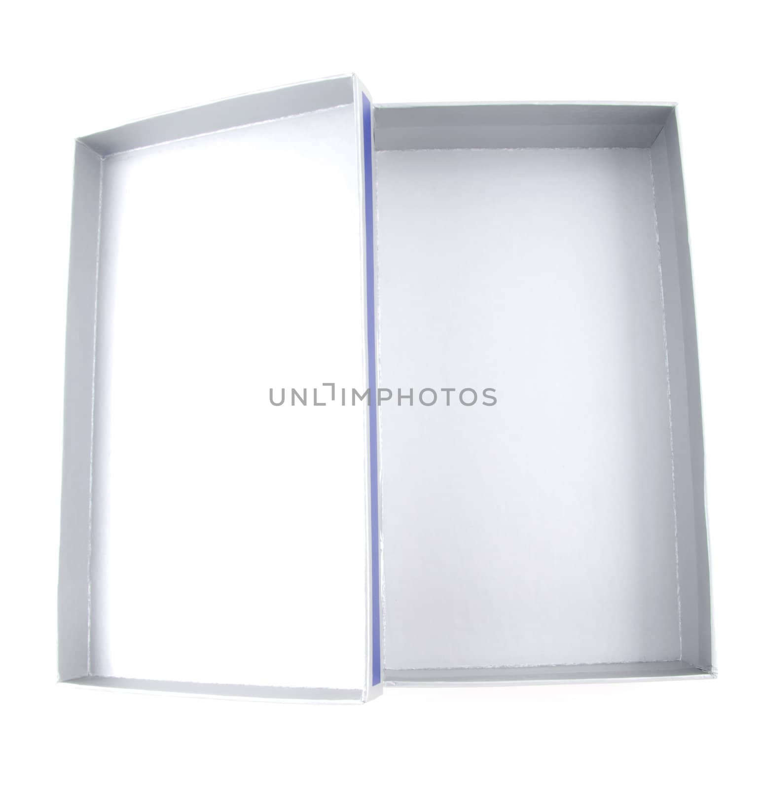 Open box on white background for site