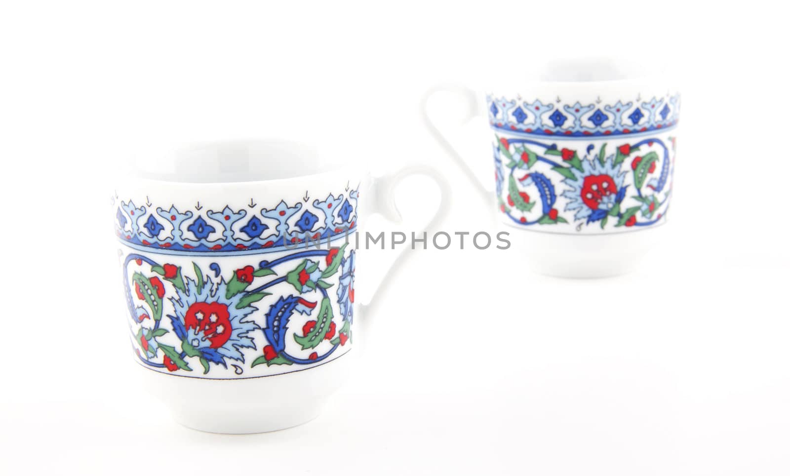 old style of old coffee cup's on white