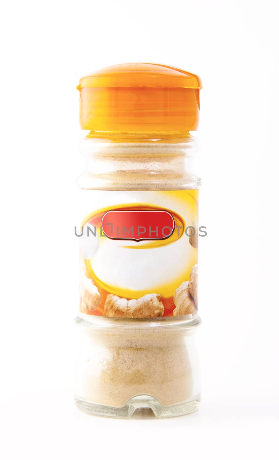 Bottle with spices isolated on white background