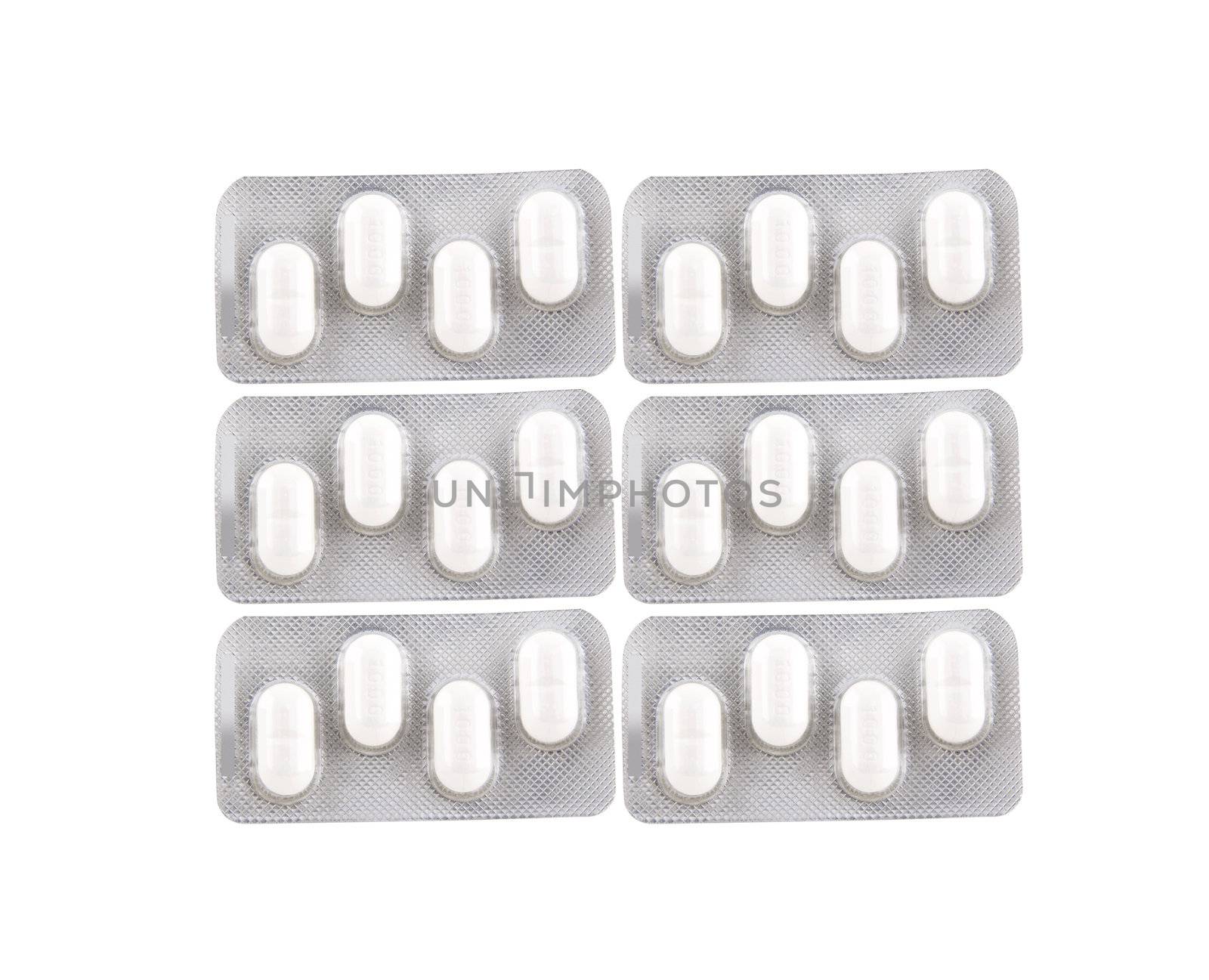 Pills background isolated on white background for site