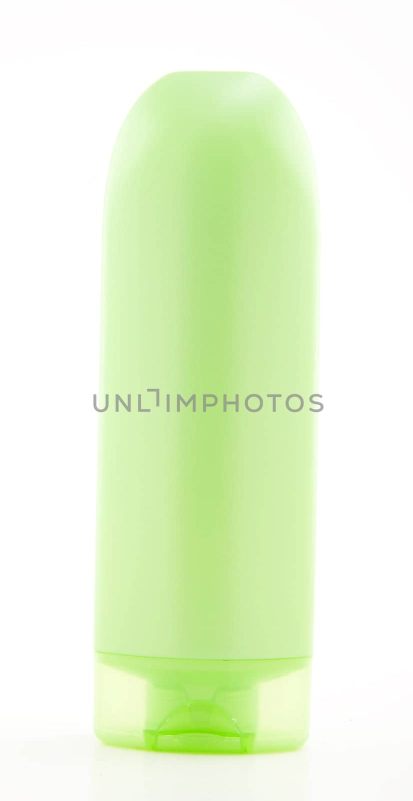 Green shampoo isolated on white background for site