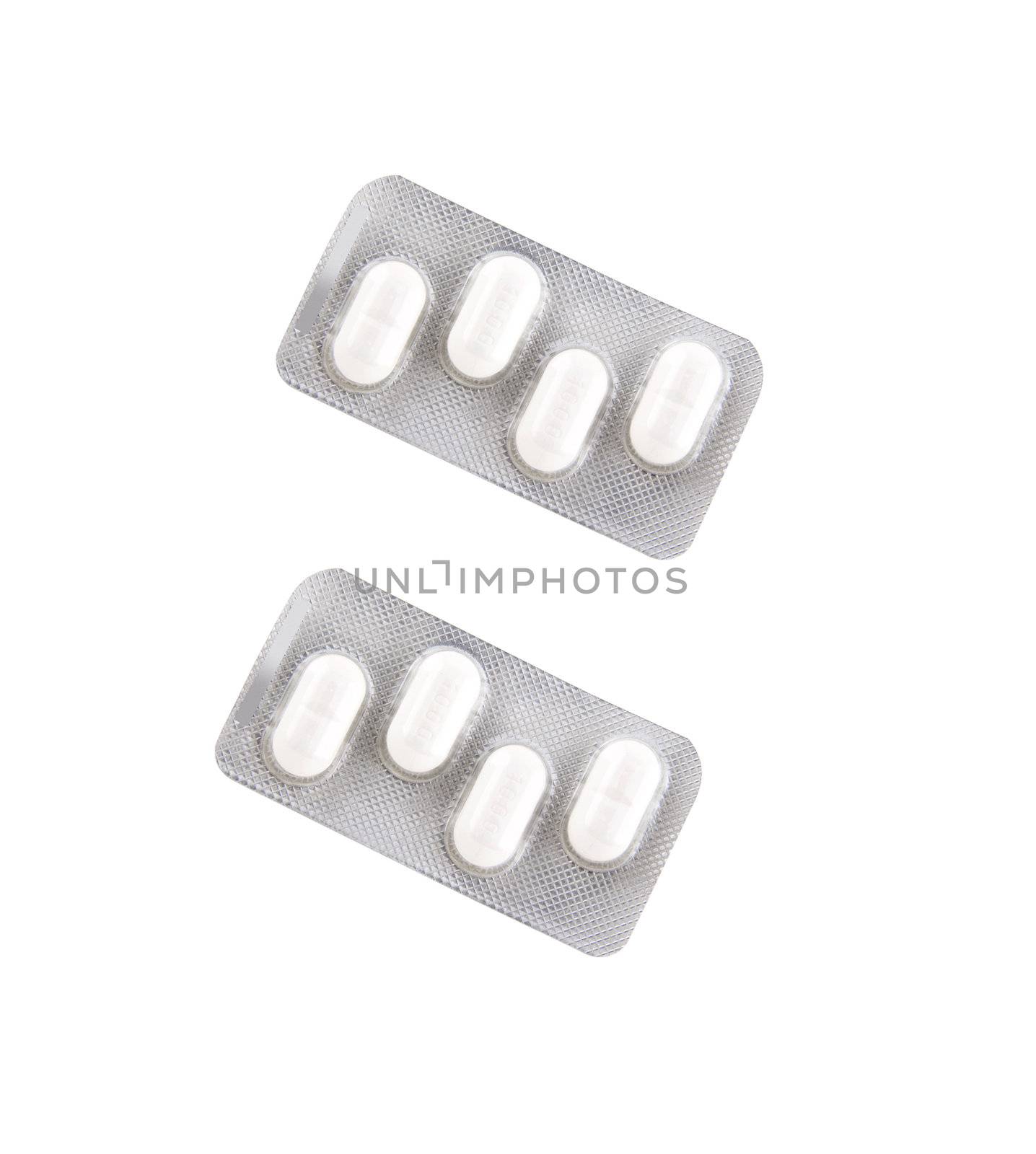 Two pill packs isolated on white background for site