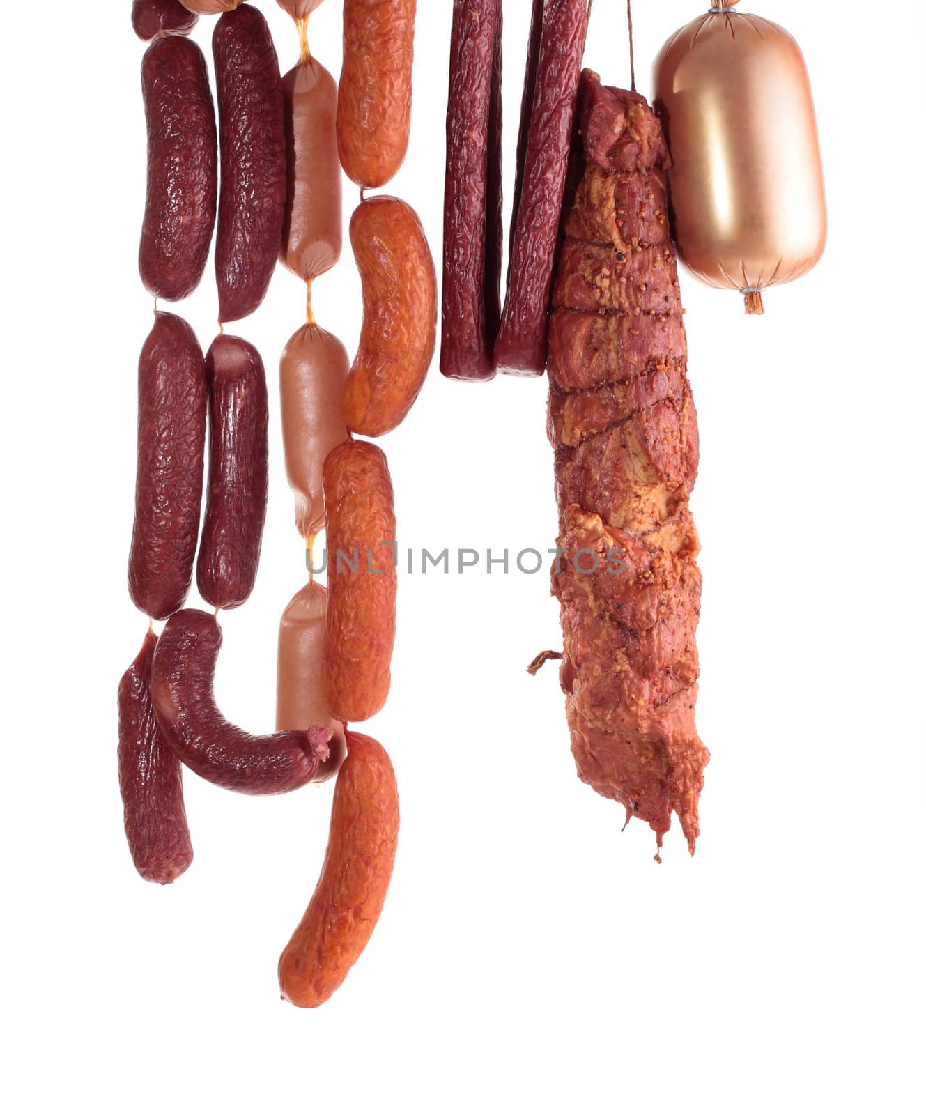 fresh composition with meat isolated on white