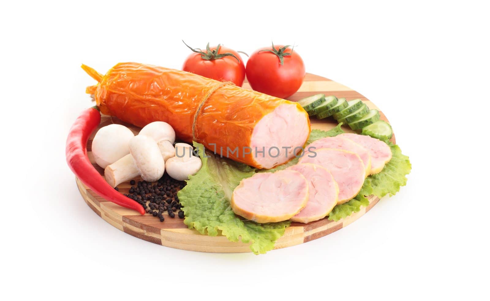 fresh chicken meat sausage isolated on white background for you