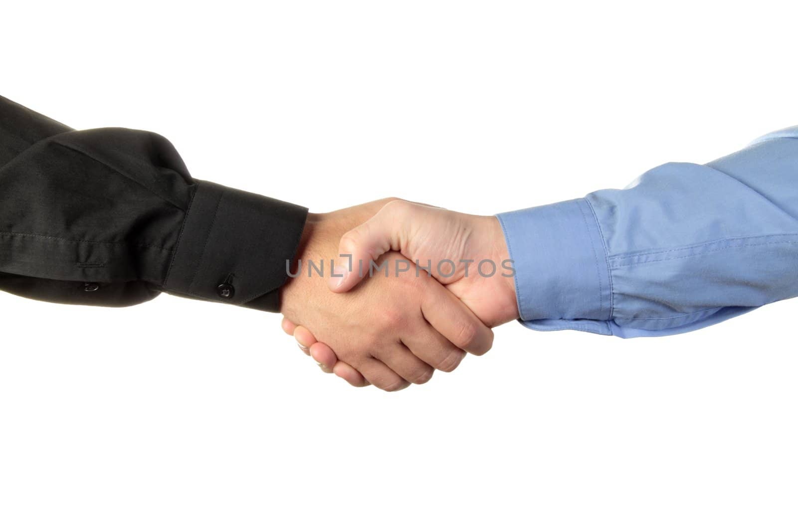 Businessmen shaking hands isolated on white background
