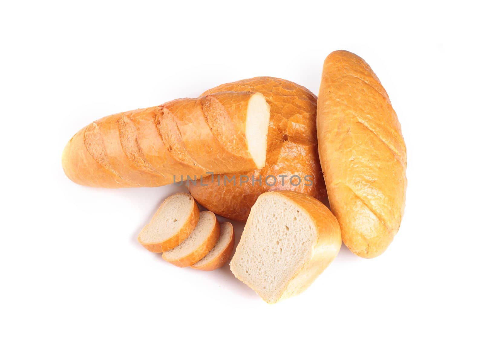 various sliced bread isolated on white background