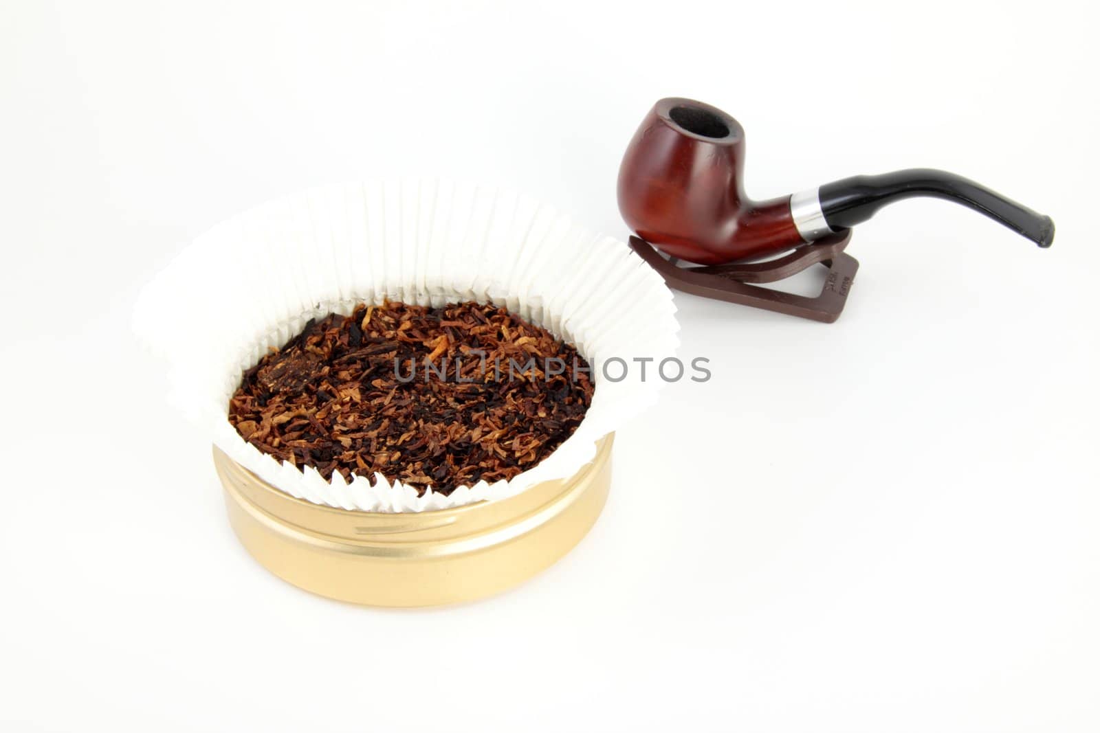 pipe and tobacco isolated isolated on white