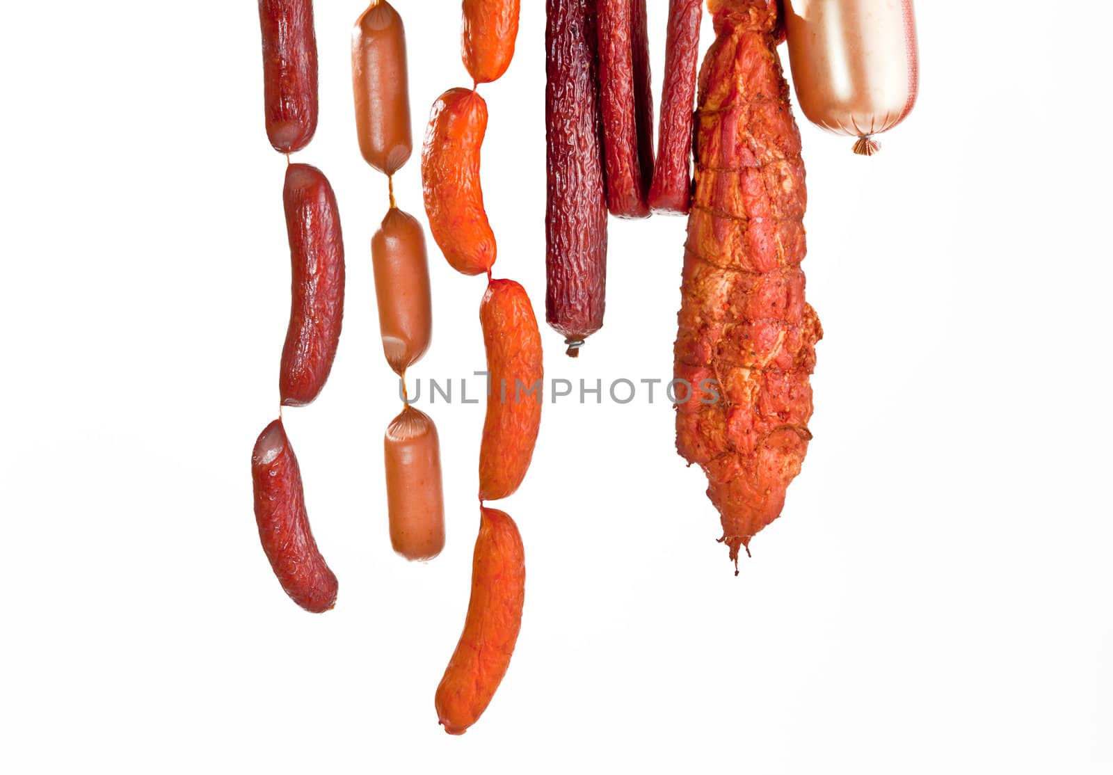 fresh composition with meat isolated on white for site