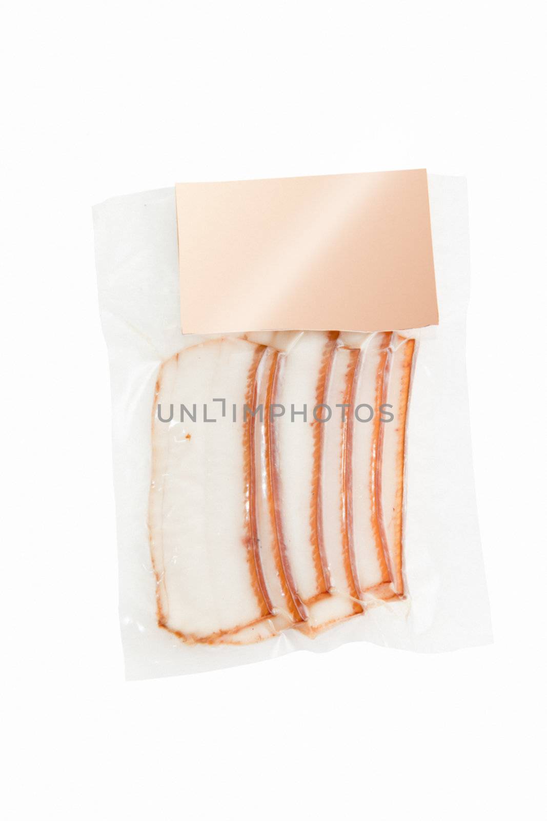 sliced fat packaged isolated on white background