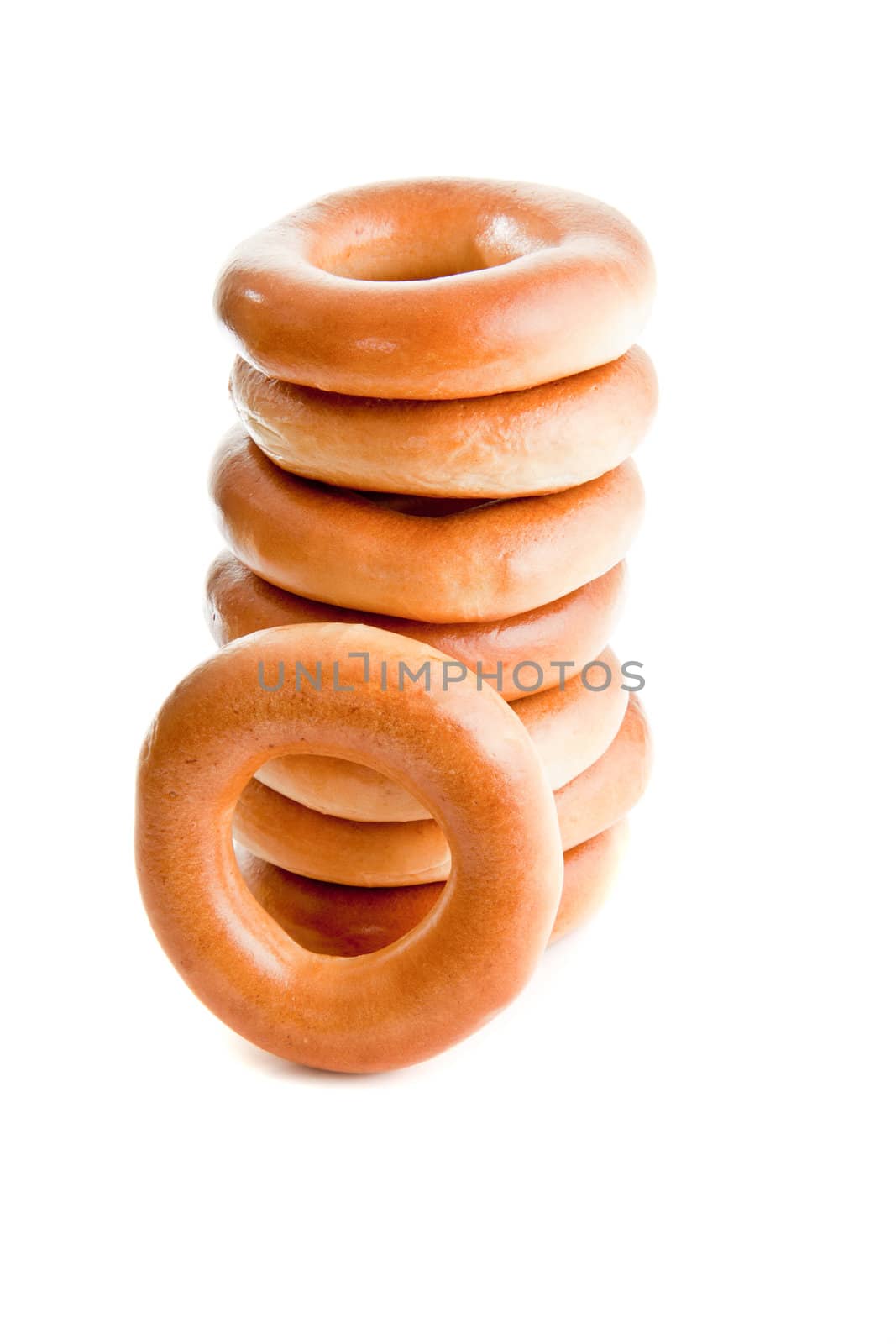 composition with bagels isolated on white background