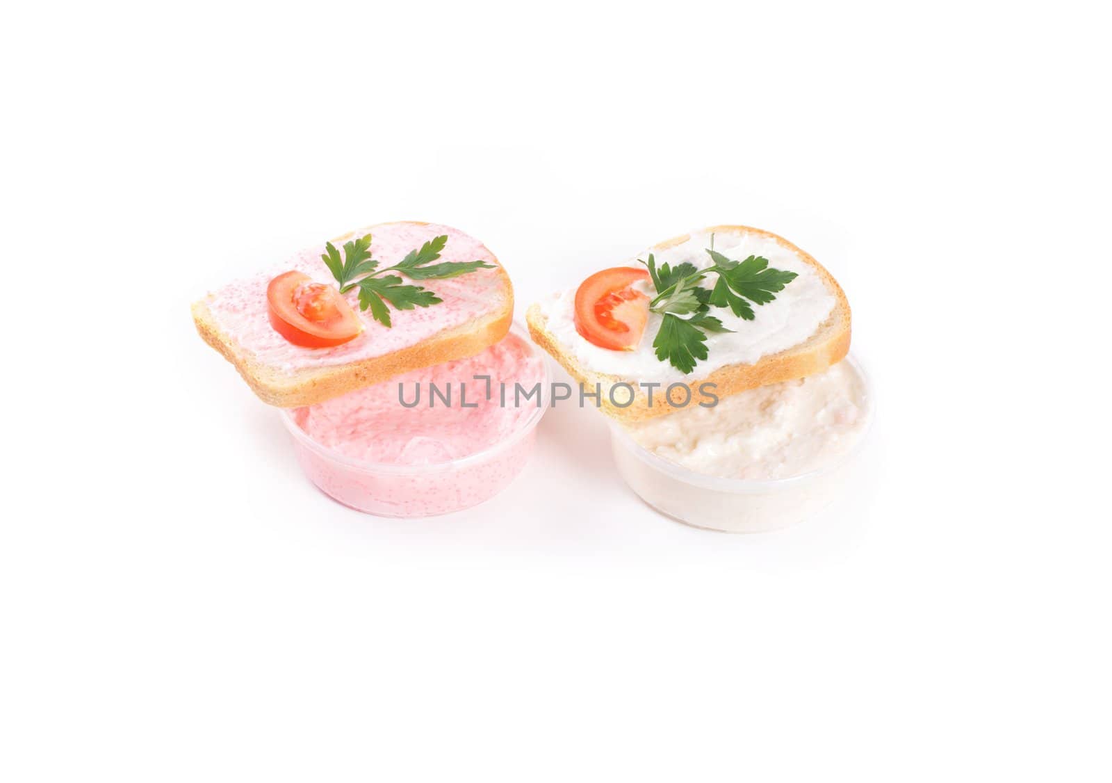 toast with tomato and fish caviar cream by shutswis