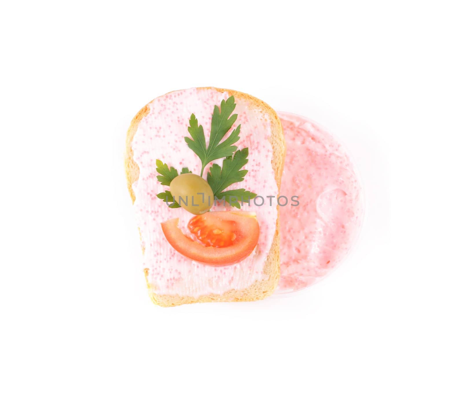 toast with tomato and fish caviar cream by shutswis