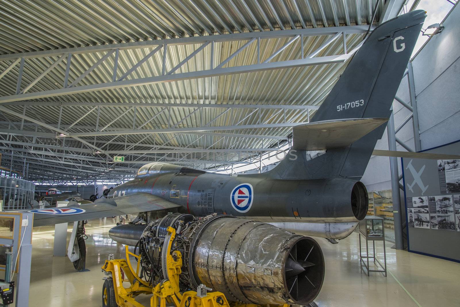 republic rf-84f thunderflash was an american-made reconnaissance aircraft based on the fighter f-84f thunderstreak, first flight in february 1952, the pictures are shot in march 2013 by norwegian armed forces aircraft collection which is a military aviation museum located at gardermoen, north of oslo, norway.