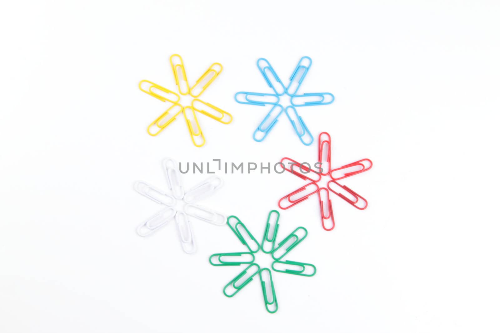 paperclip's in the shape of snowflakes isolated