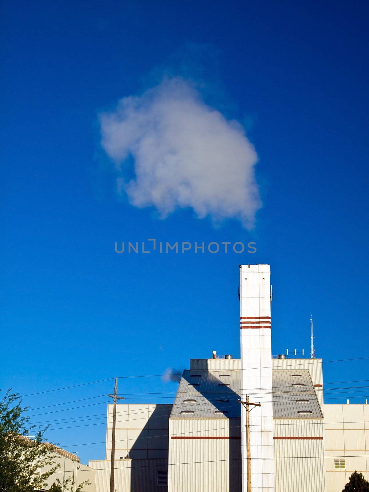 Waste to Energy Plant with Smoke Coming Out of a Smokestack