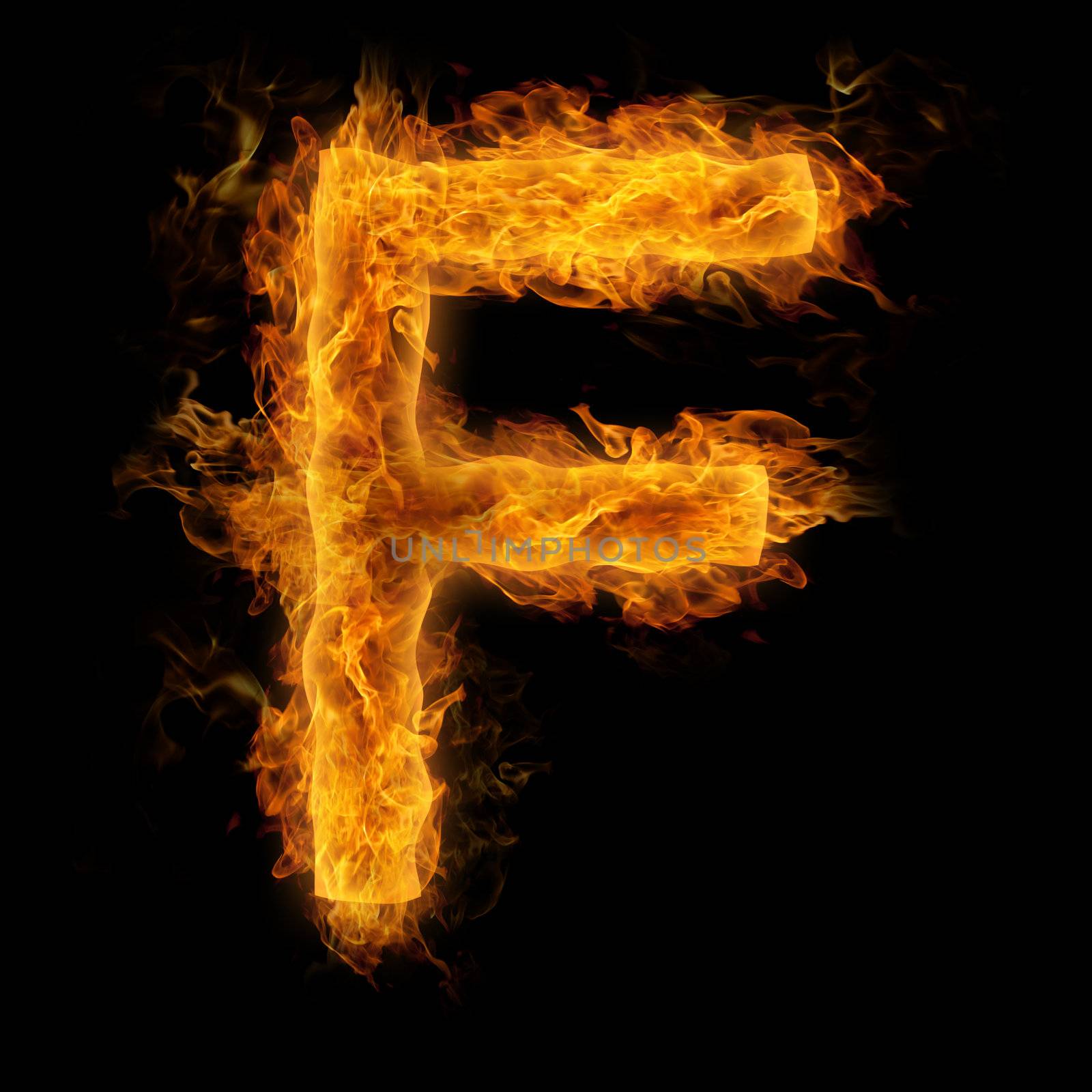 Fiery uppercase letter F