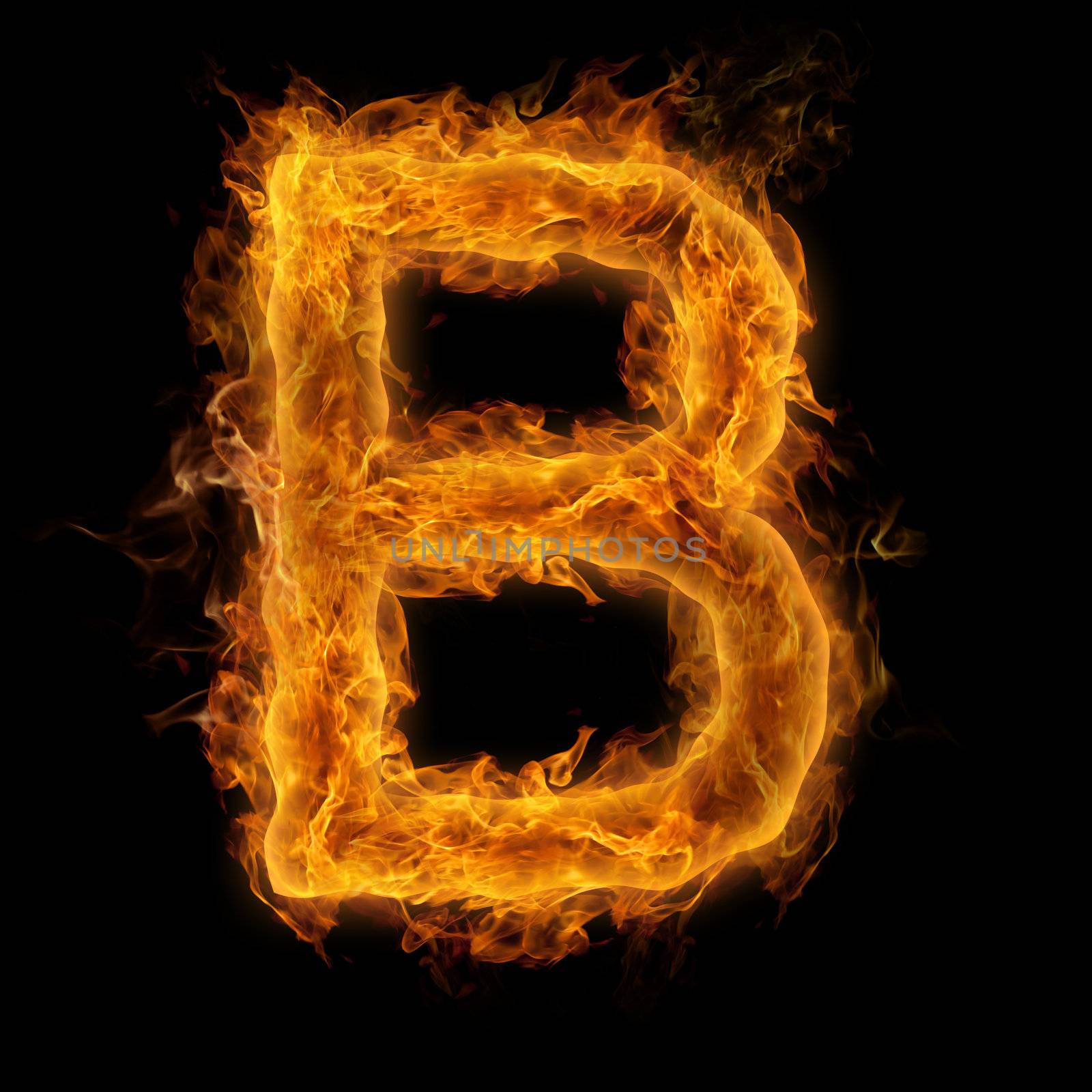 Fiery uppercase letter B