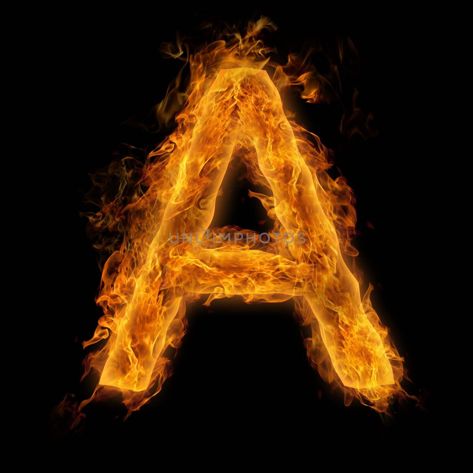 Fiery uppercase letter A