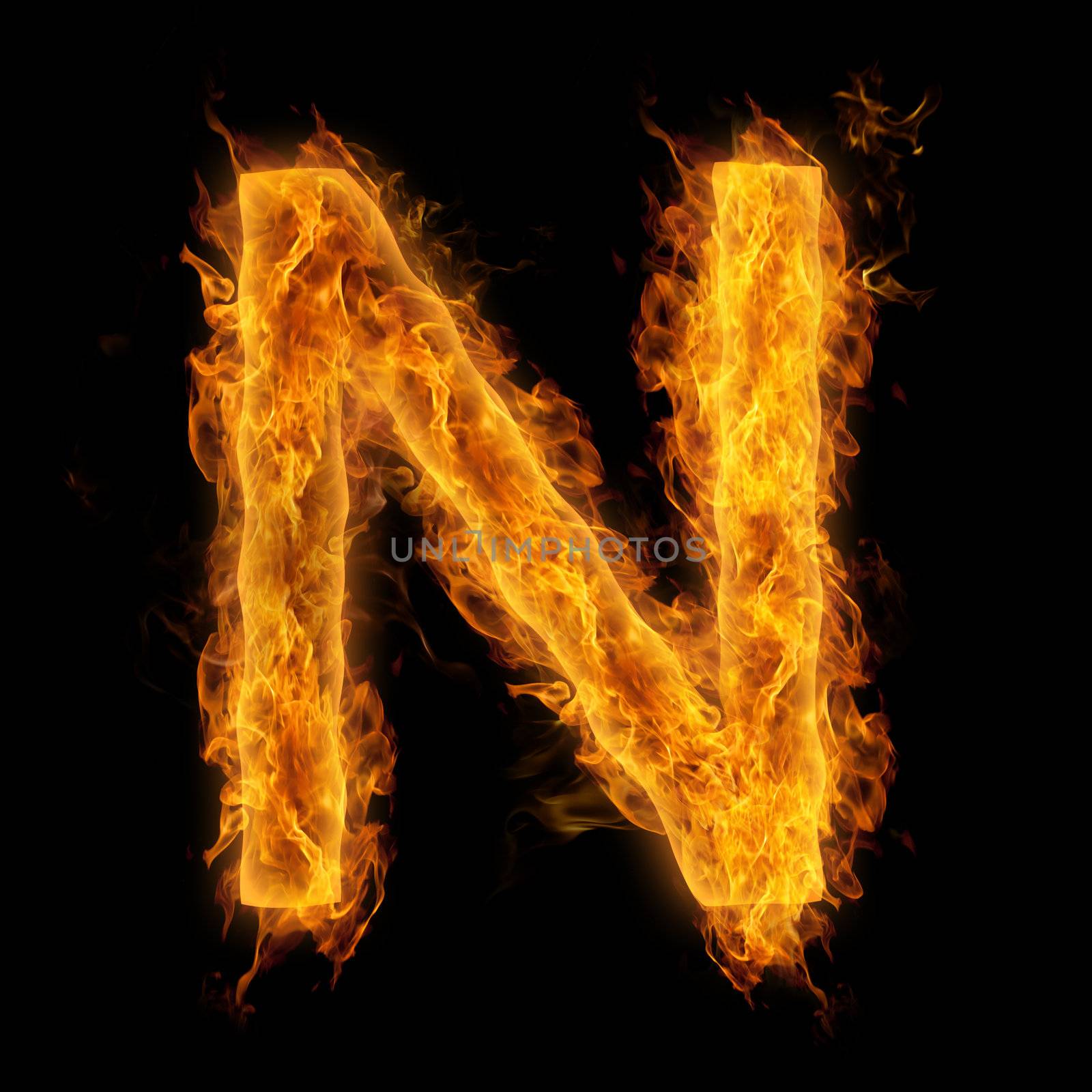 Fiery uppercase letter N