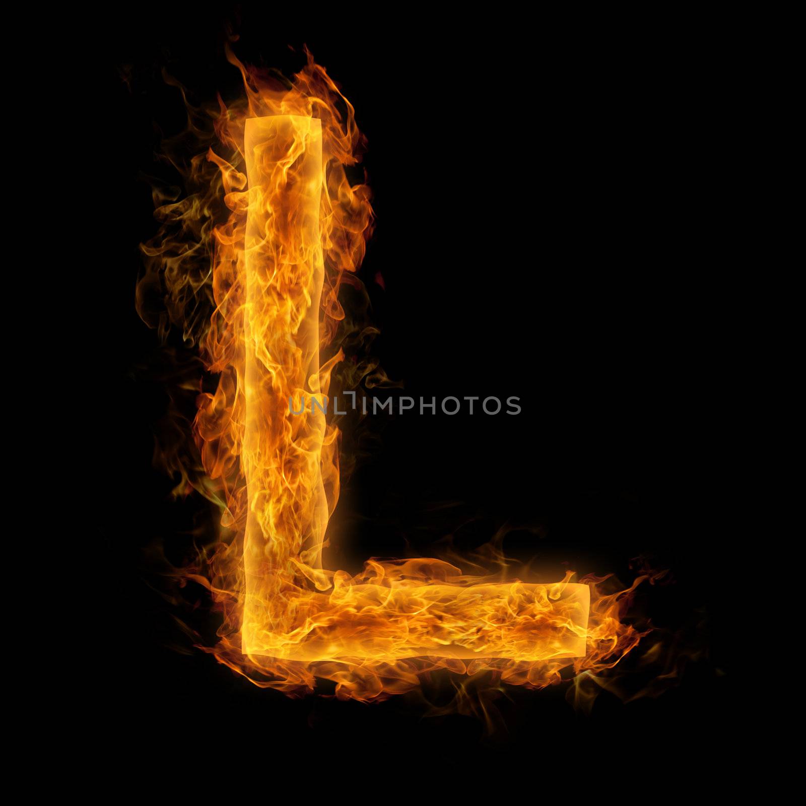 Fiery uppercase letter L