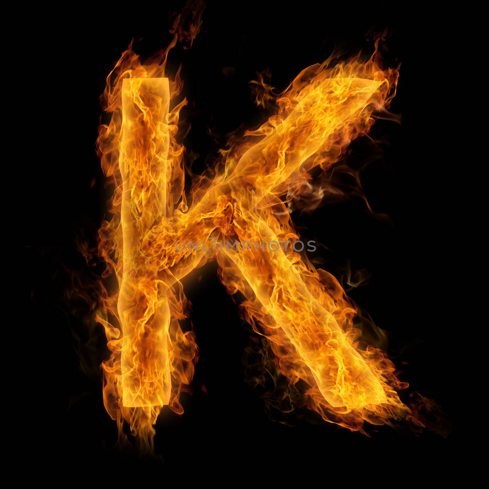 Fiery uppercase letter K