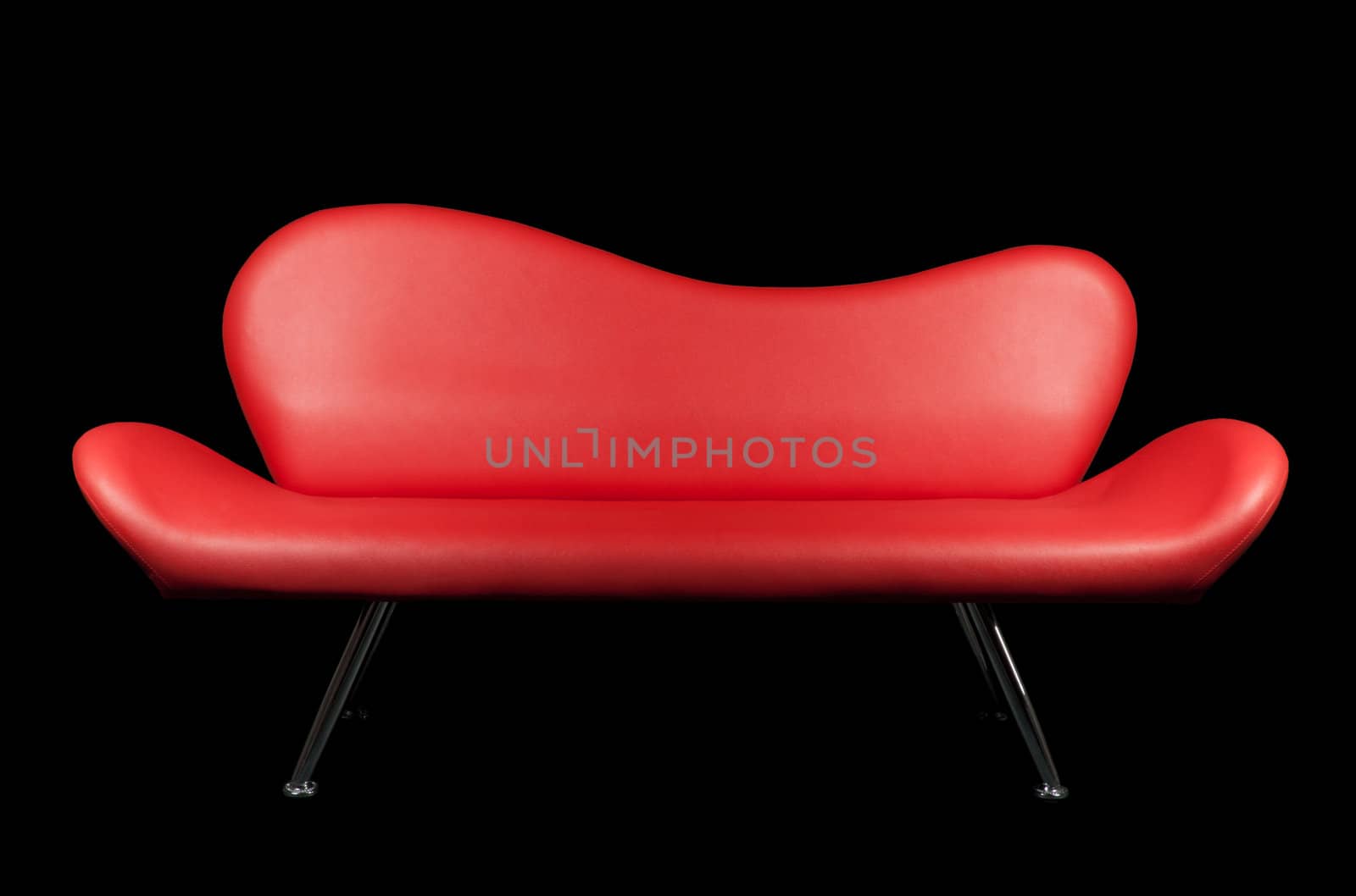 Red sofa on black background isolated for you