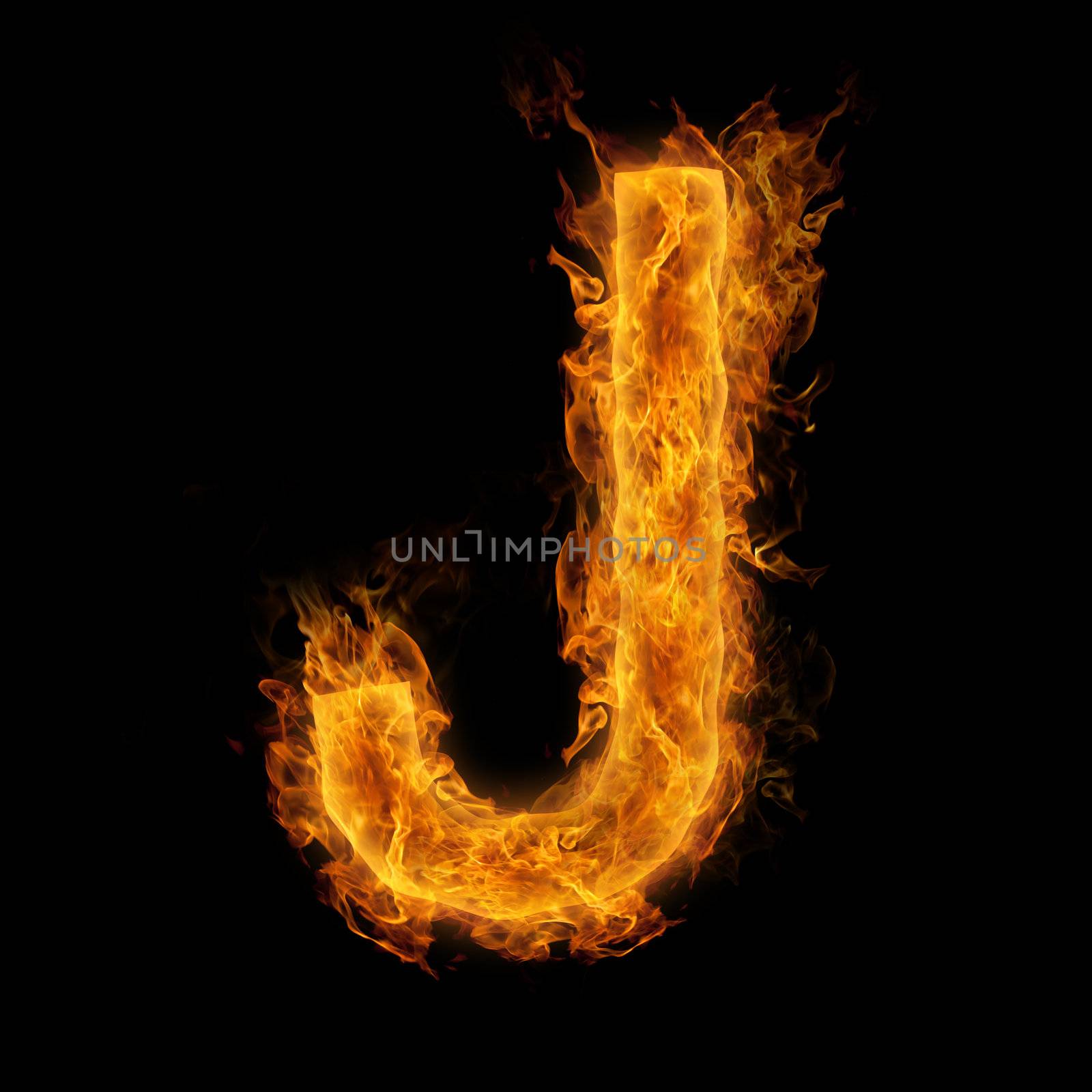 Fiery uppercase letter J
