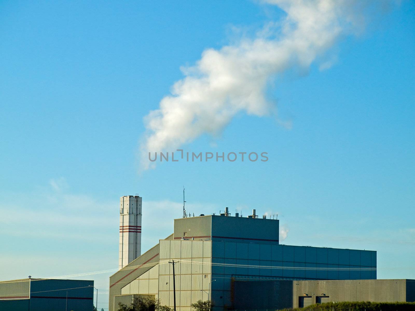 Waste to Energy Plant with Smoke Coming Out of a Smokestack