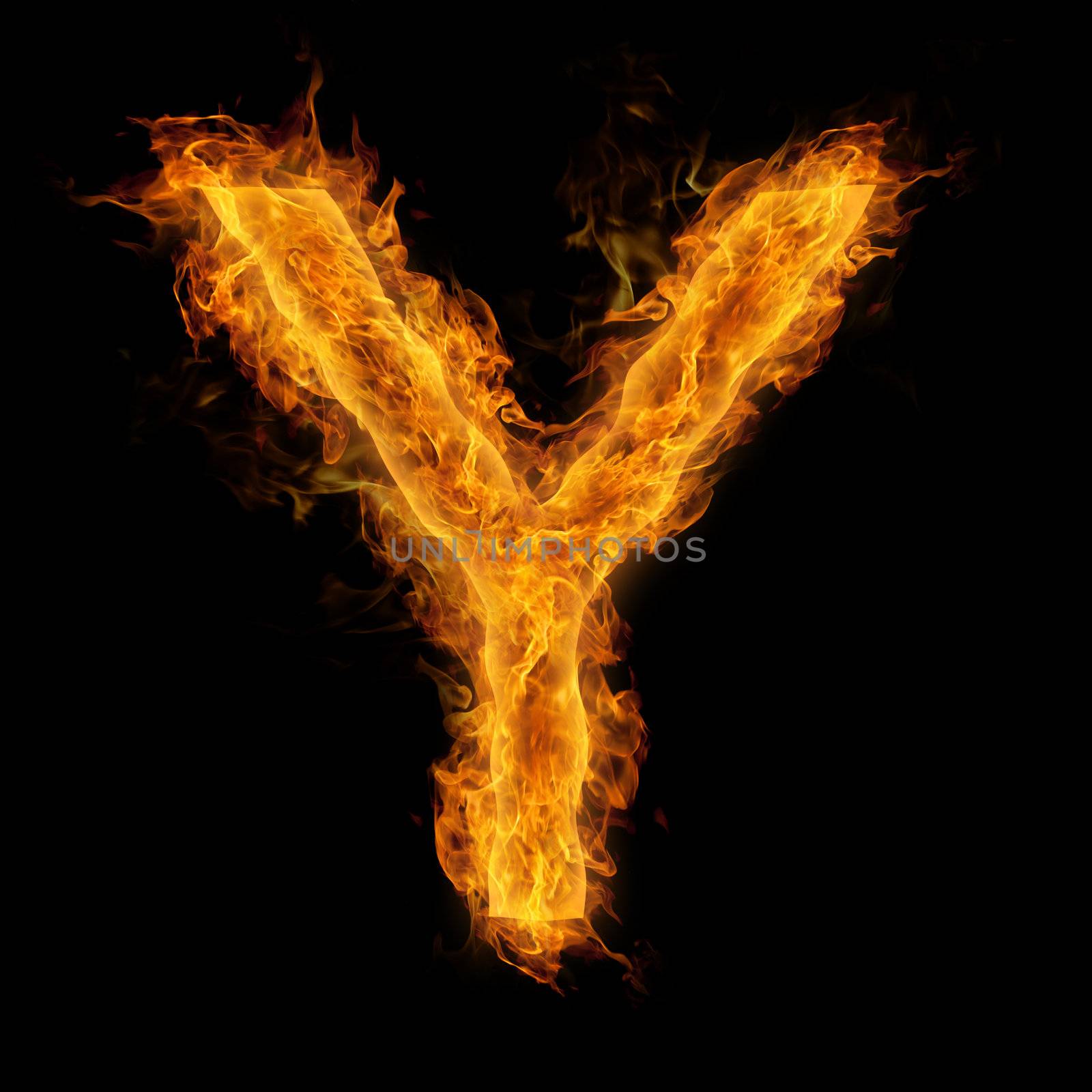 Fiery uppercase letter Y