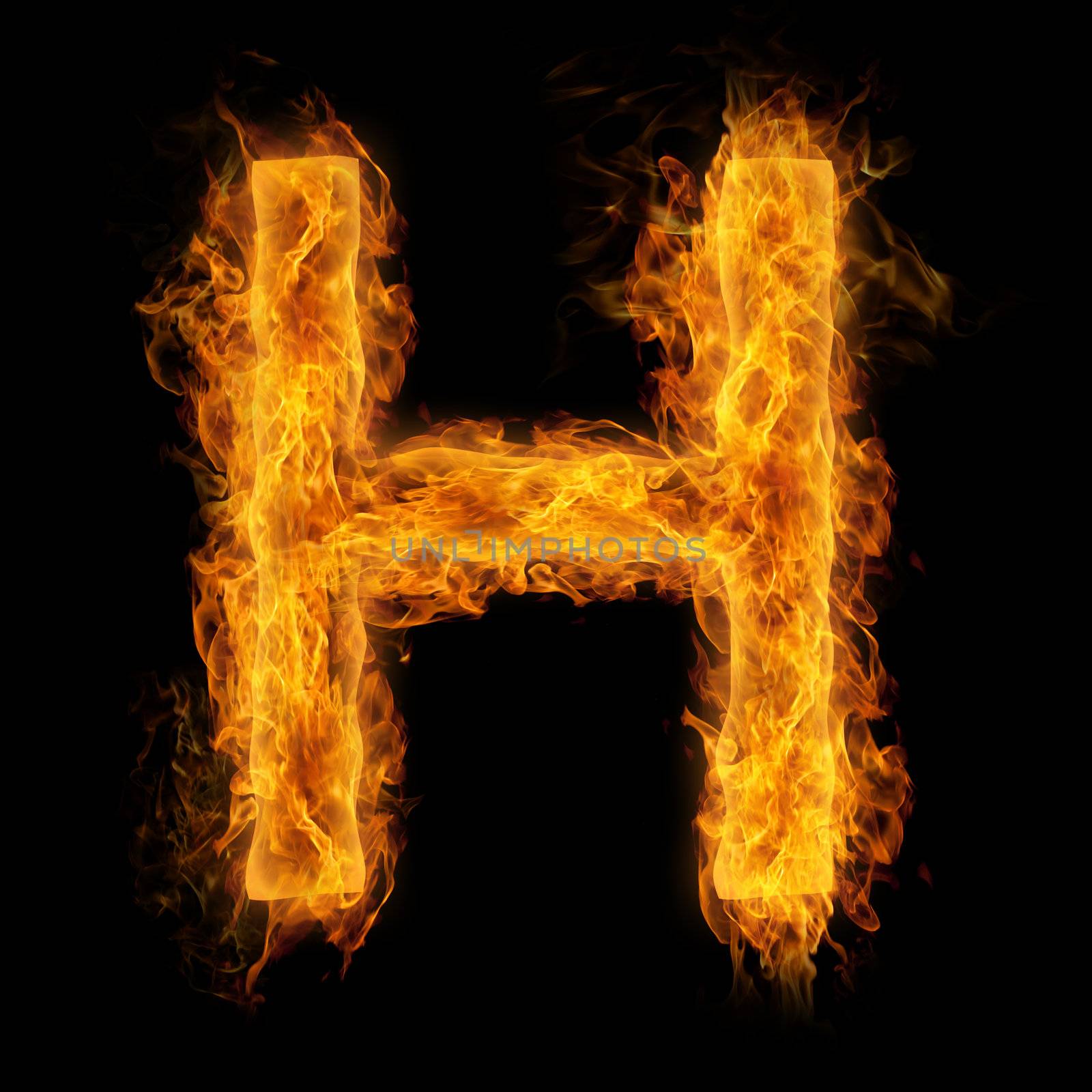 Fiery uppercase letter H