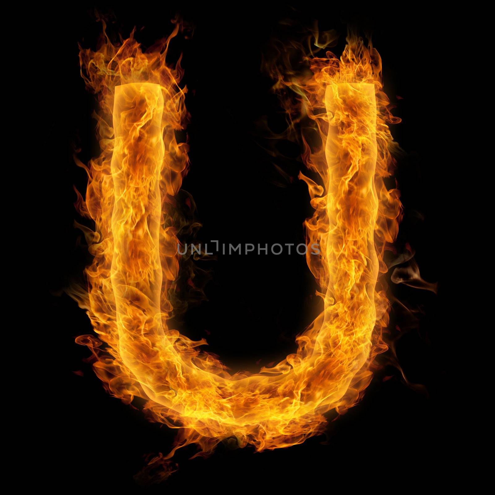 Fiery uppercase letter U