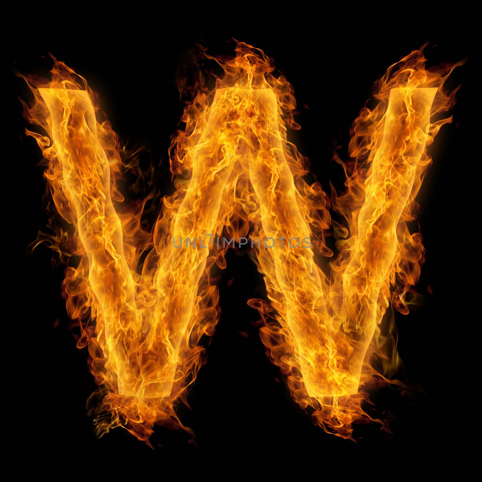 Fiery uppercase letter W